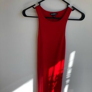 Sexy red hot fitted midi dress